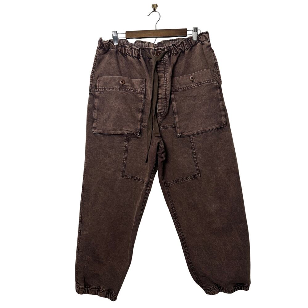 Free People Brown Wide Leg Cargo Pants, Sz M, LN - Picture 2 of 9